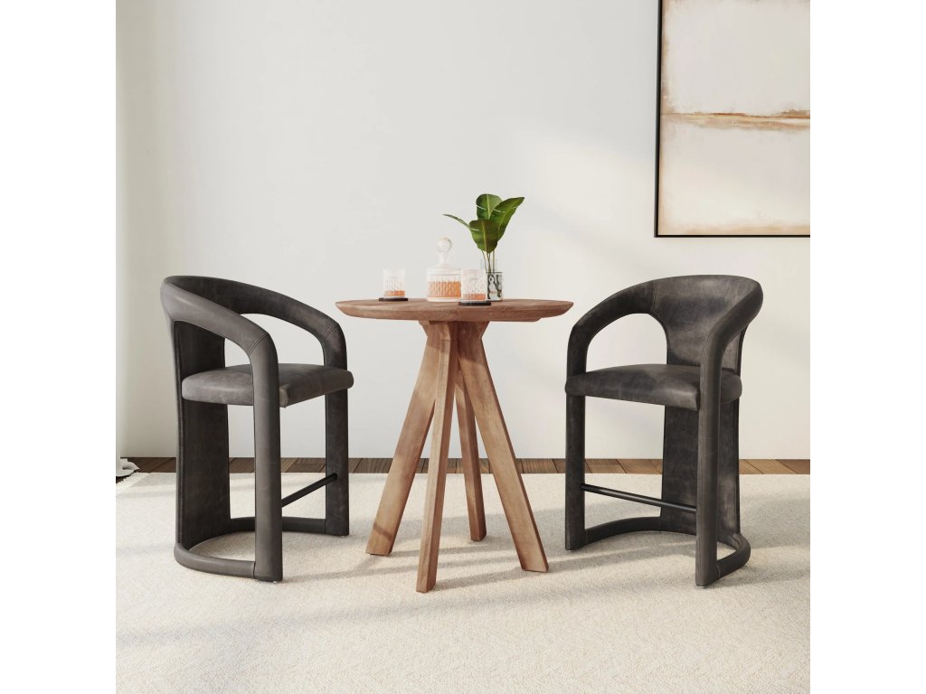 Rodrigo Solid Wood Round Bar Table - Hickory Brown - image 4