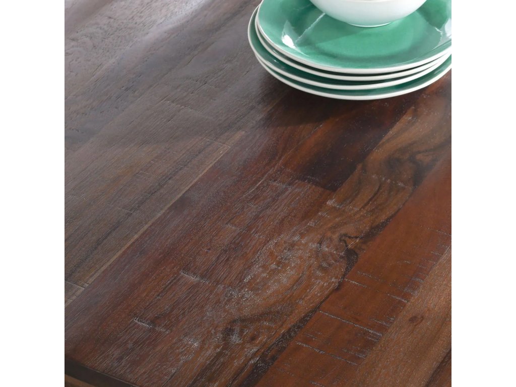 Nemi Solid Wood Rectangle Dining Table - Rustic Brown - image 4