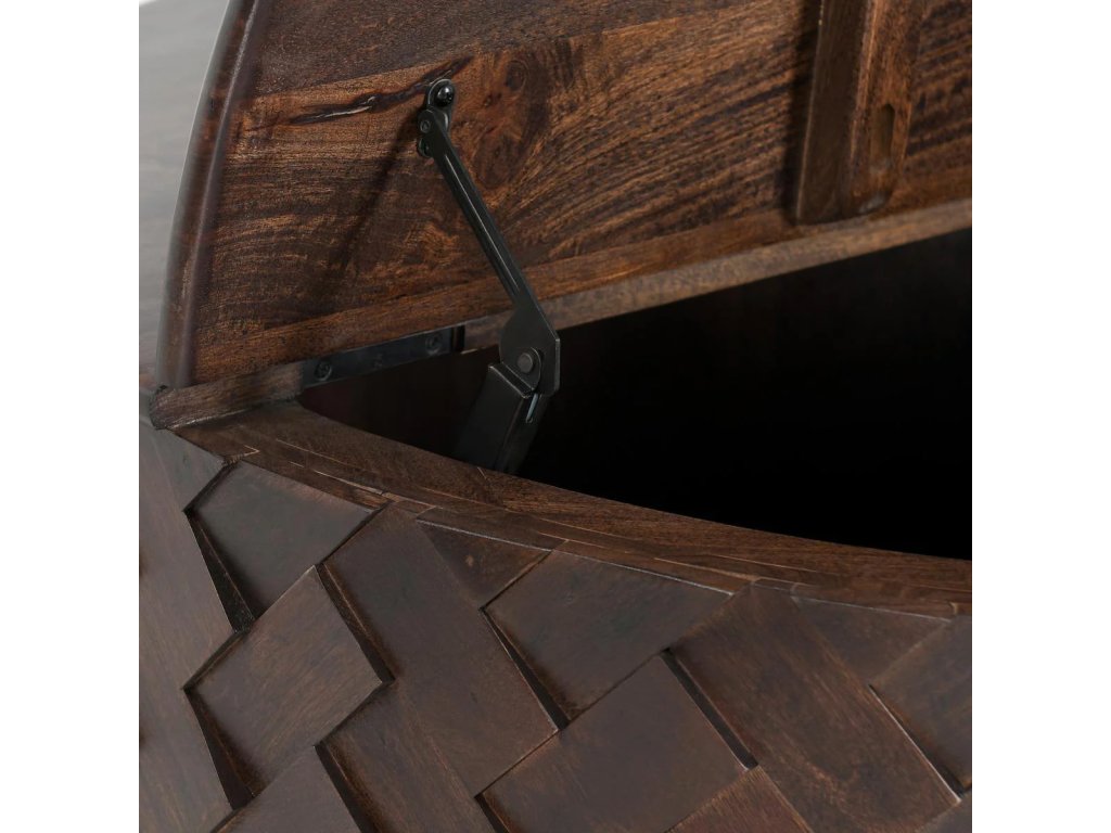 Shira Solid Wood Round Storage Coffee Table - Kona Brown - image 2