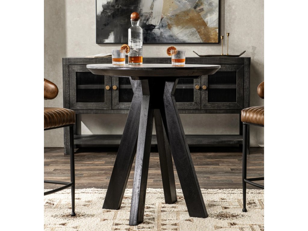 Rodrigo Solid Wood Round Counter Table - Black - image 5