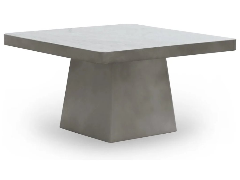 Far Marble/Metal Square Coffee Table - White/Slate Gray - main image