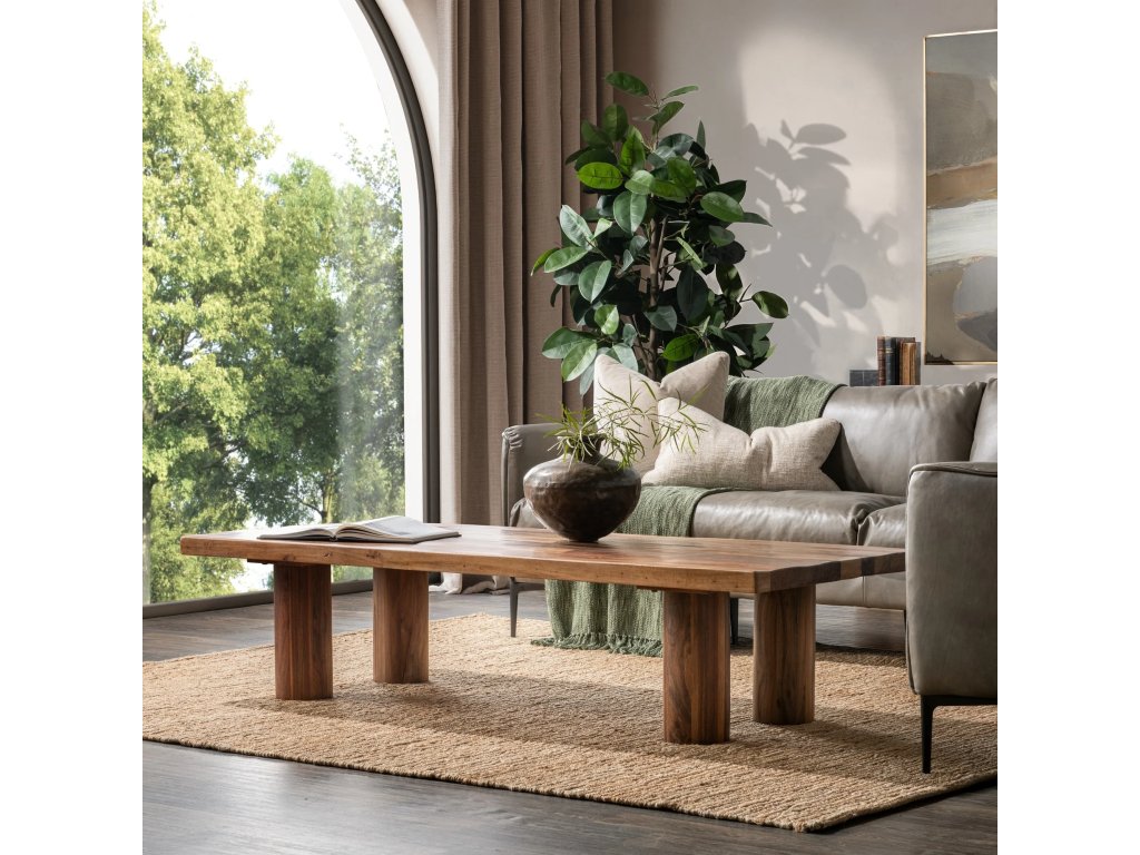 Alto Solid Wood Rectangle Coffee Table - Rustic Brown - image 7