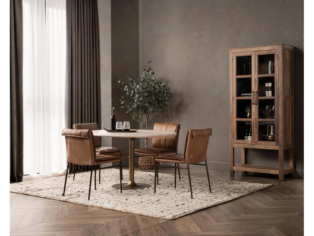 Malani Travertine Round Dining Table - Tan - image 6