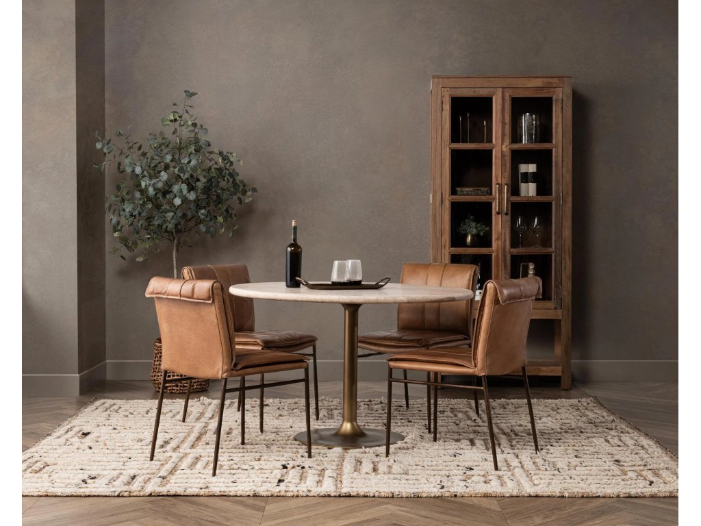 Malani Travertine Round Dining Table - Tan - image 5