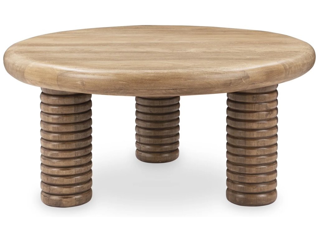 Ilaria Reclaimed Wood Round Coffee Table - Sand Washed - main image