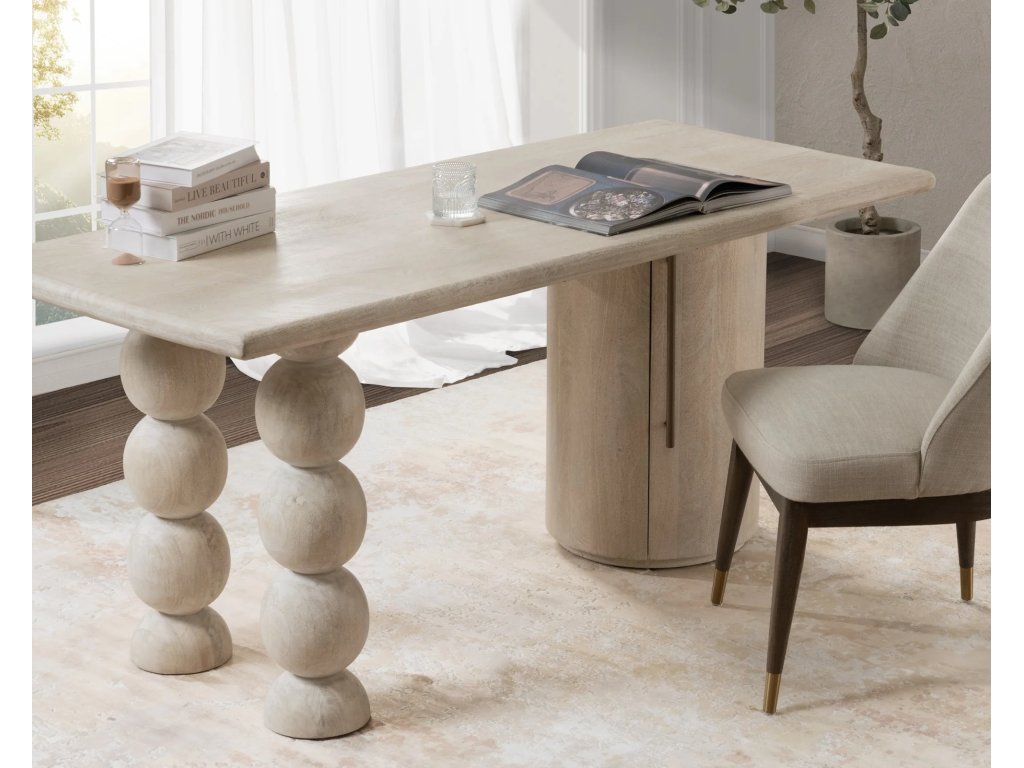 Adir Solid Wood Desk - Cream - image 7