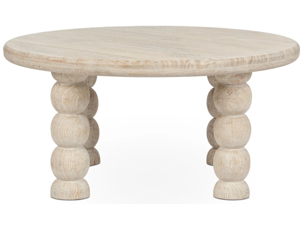 Adir Solid Wood Round Coffee Table - Cream - image 1