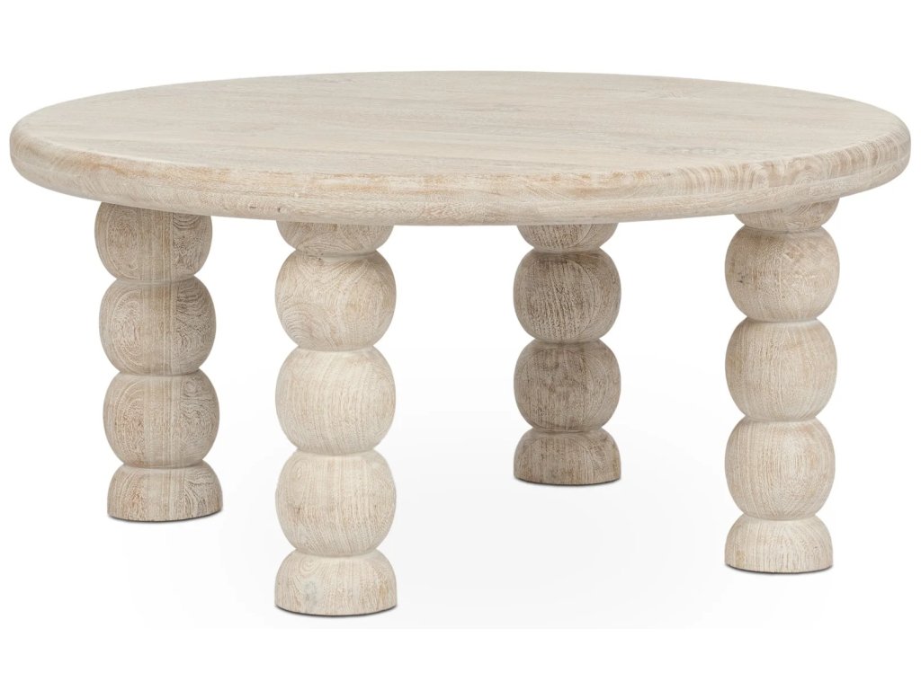 Adir Solid Wood Round Coffee Table - Cream - main image