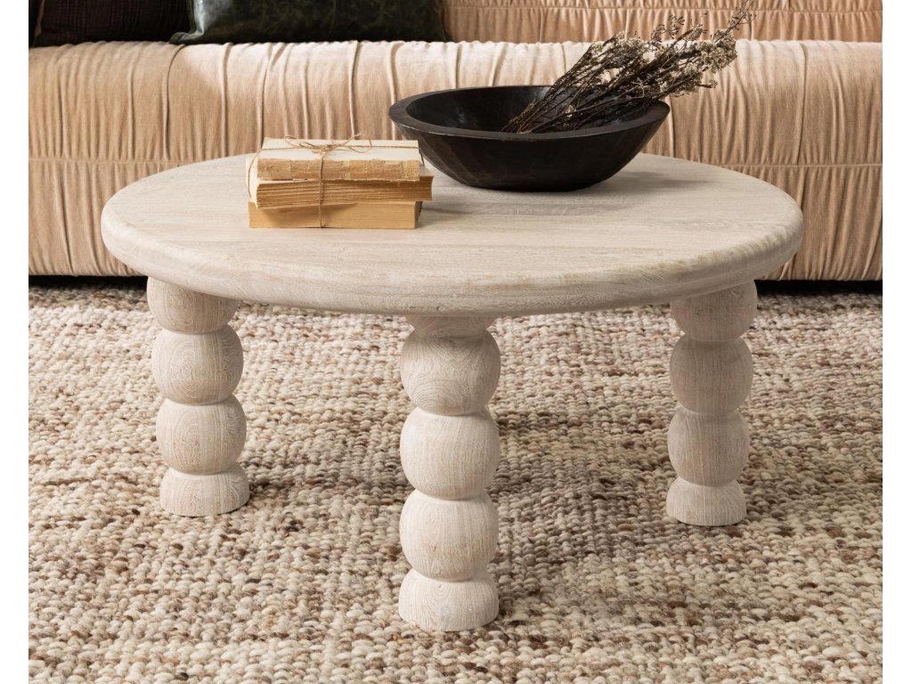 Adir Solid Wood Round Coffee Table - Cream - image 5