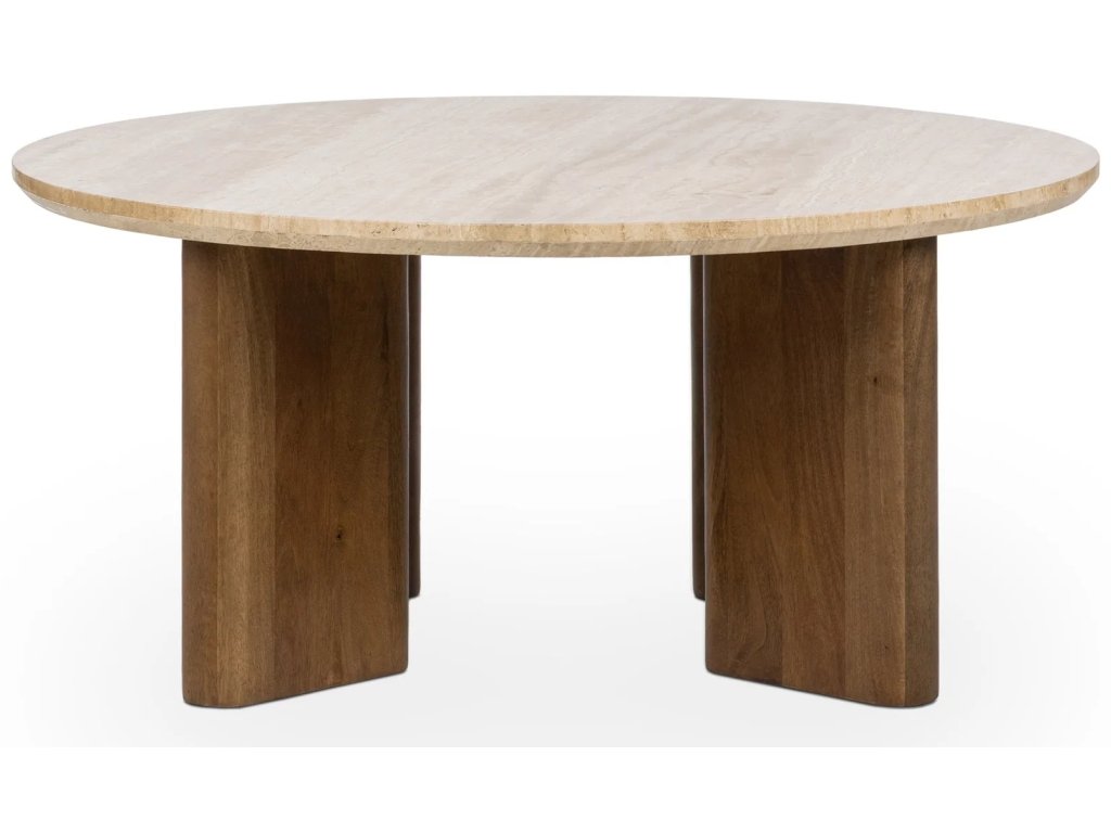 Idella Travertine Round Coffee Table - Tan - main image