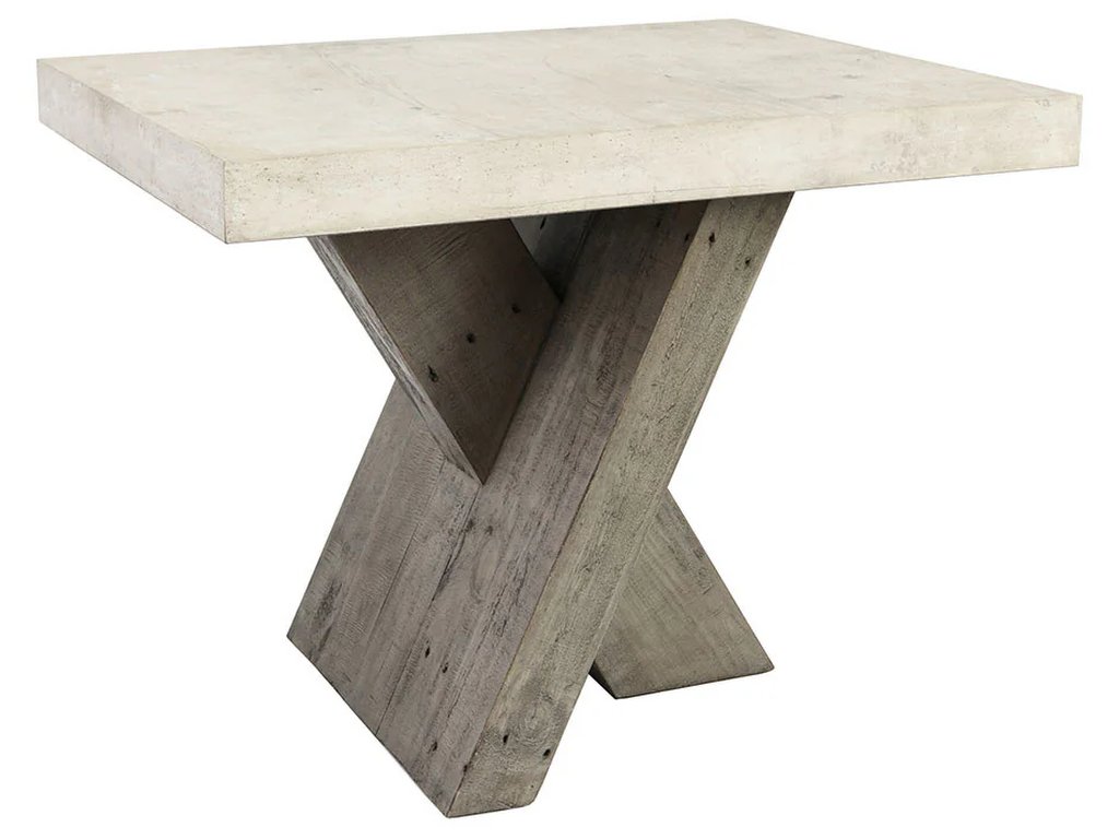 Durant Solid Wood Rectangle End Table - Antique White/Distressed Gray - main image