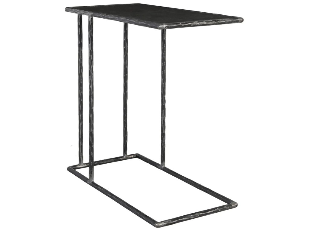 Arlo Stone/Iron Rectangle Accent Table - Hammered Metal/Blue Stone - main image