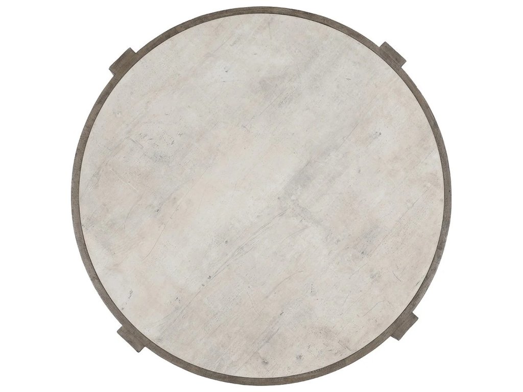 Sonoma Solid Wood Round Coffee Table - Antique White/Distressed Gray - main image