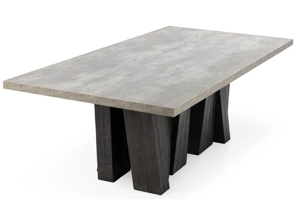 Simone Solid Wood Rectangle Dining Table - Olive Brown/Antique Gray - main image