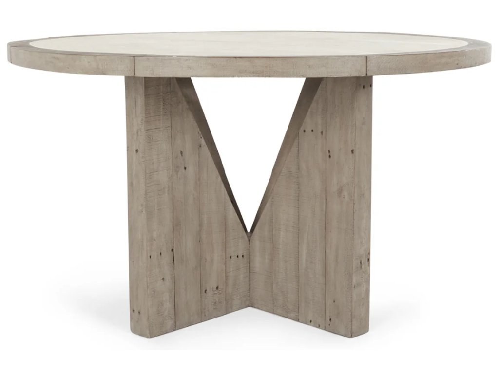 Vincent Solid Wood Round Dining Table - Distressed Gray - main image