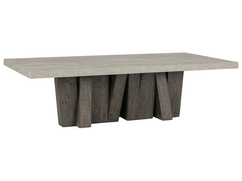 Simone Solid Wood Rectangle Coffee Table - Olive Brown/Antique Gray - main image