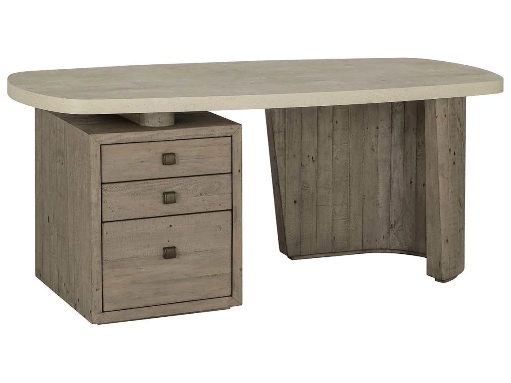 Angus Solid Wood Desk - Antique White/Distressed Gray - main image