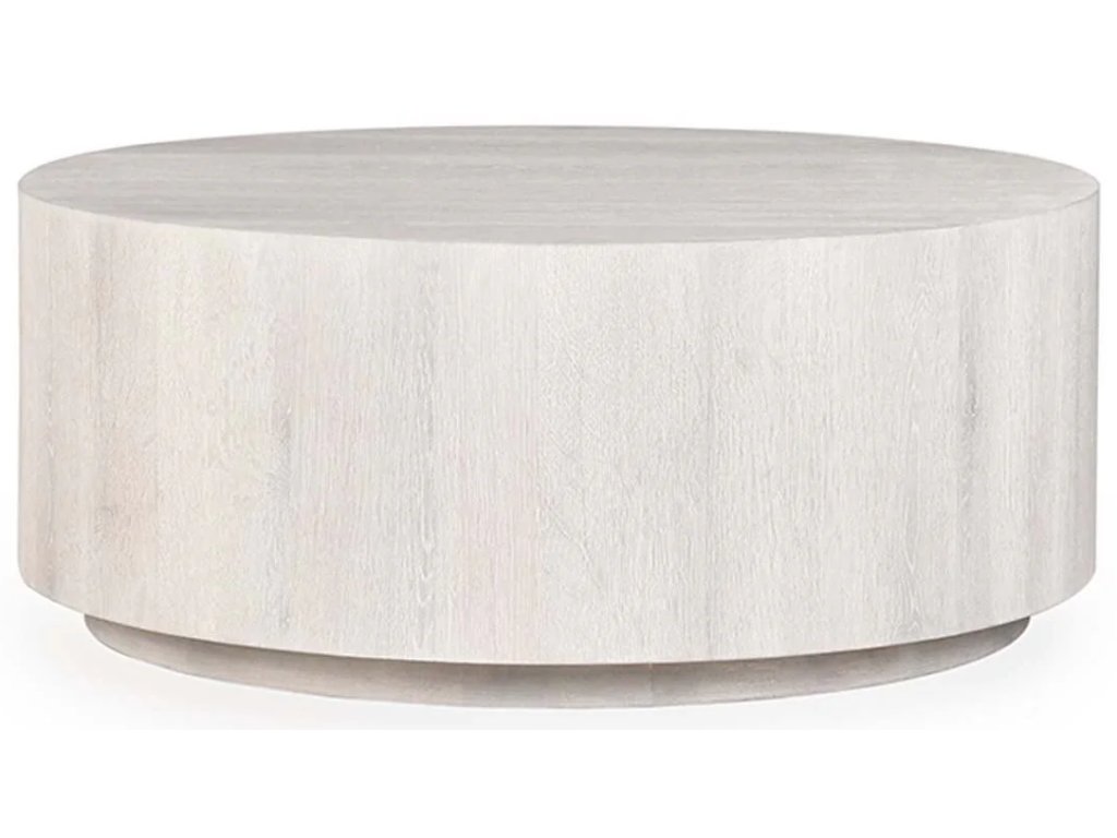 Layne Solid Wood Round Coffee Table with Casters - Milk White - main image