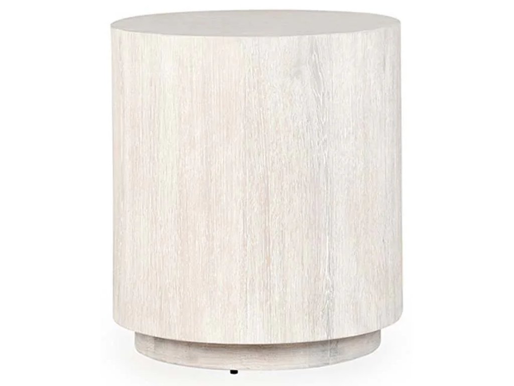 Layne Solid Wood Round End Table - Milk White - main image