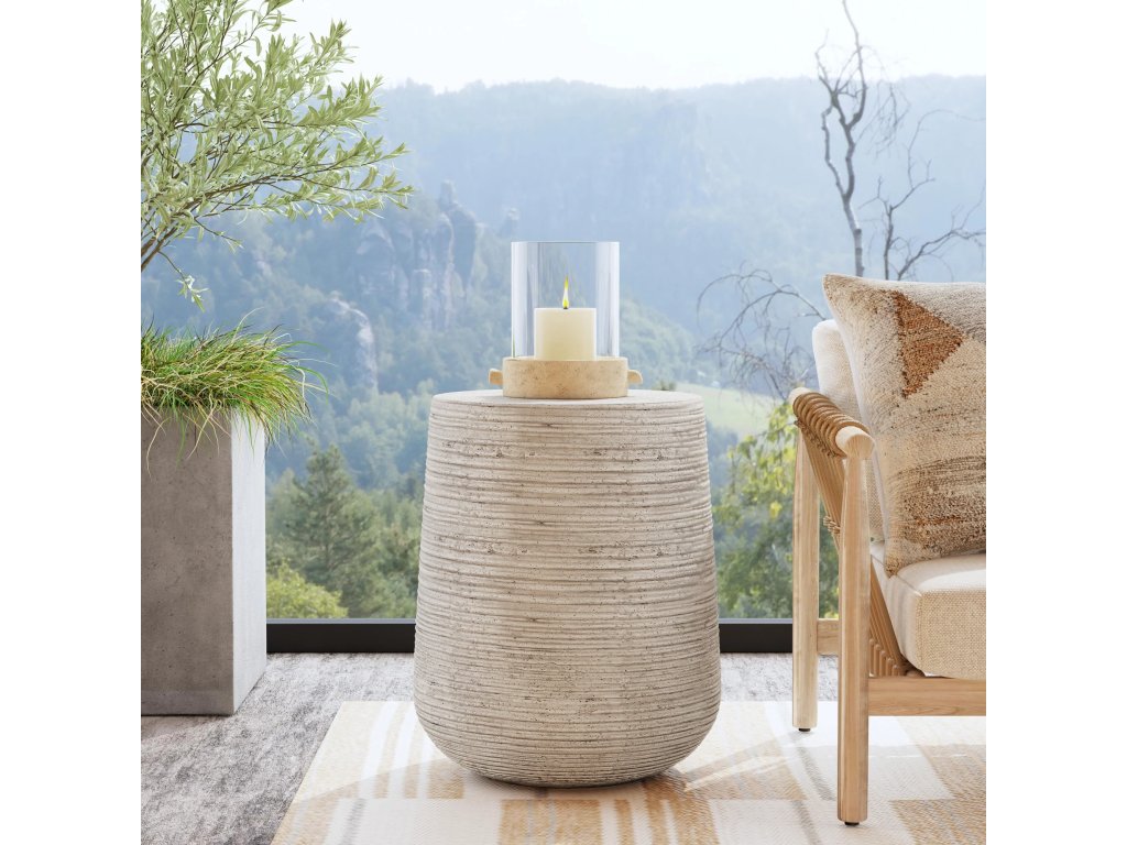 Nellie Outdoor Round End Table - Light Gray - image 4