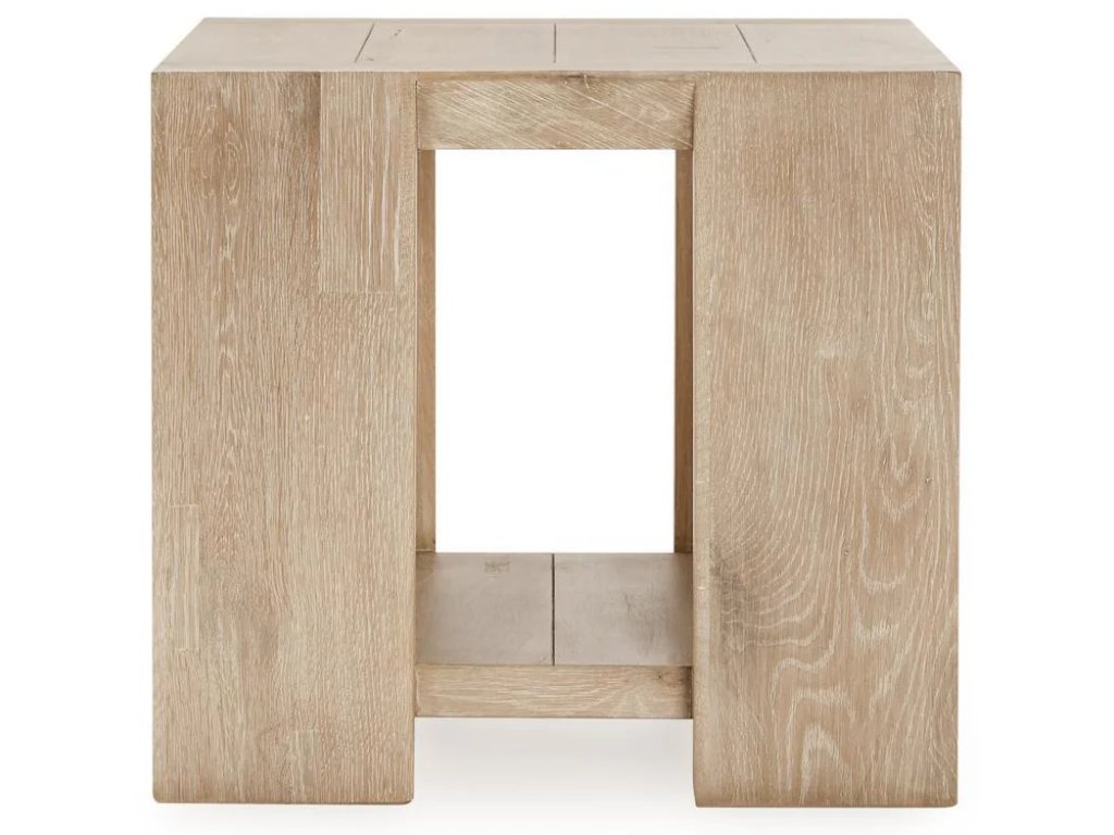 Troy Solid Wood Square End Table - Aged Cream - image 2