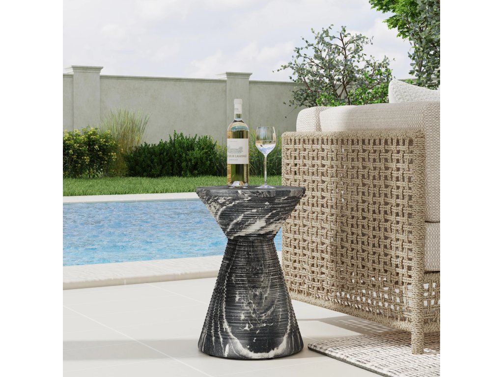 Fern Outdoor Round Accent Table - Black - image 4