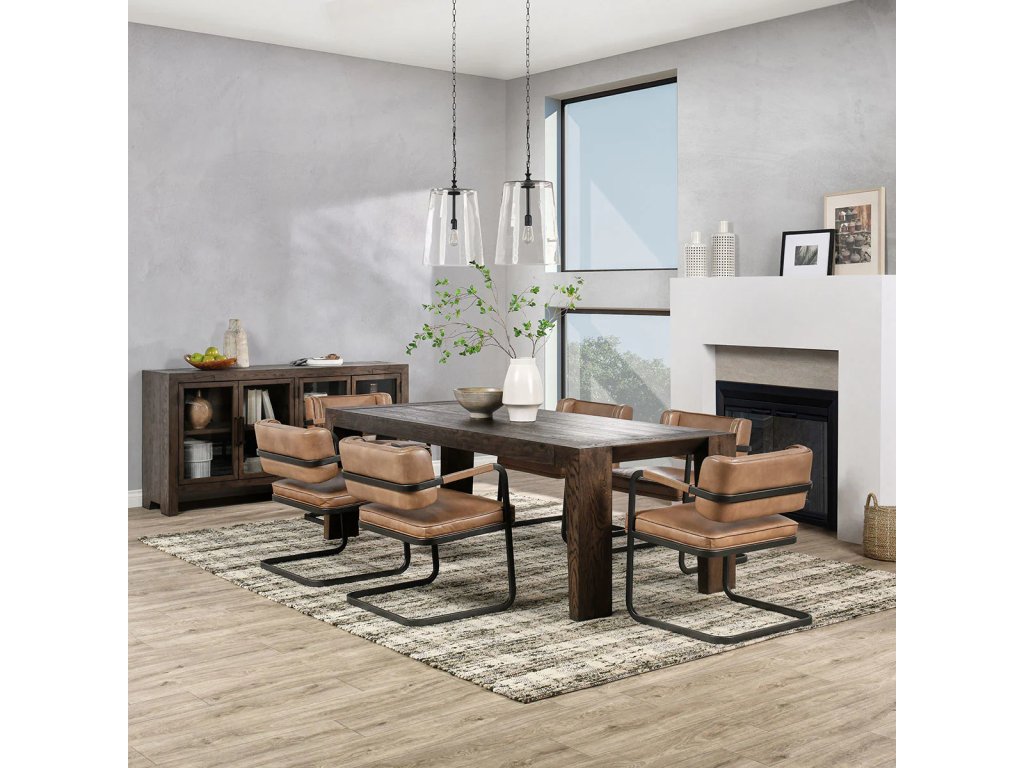Troy Solid Wood Rectangle Dining Table - Suede Brown - image 3