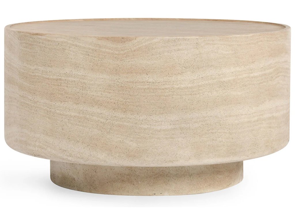 Mckenna Outdoor Round Coffee Table - Travertine - main image