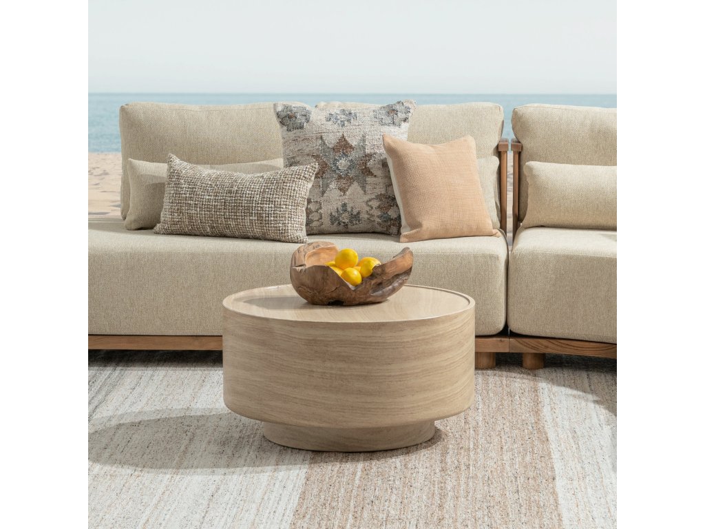 Mckenna Outdoor Round Coffee Table - Travertine - image 4