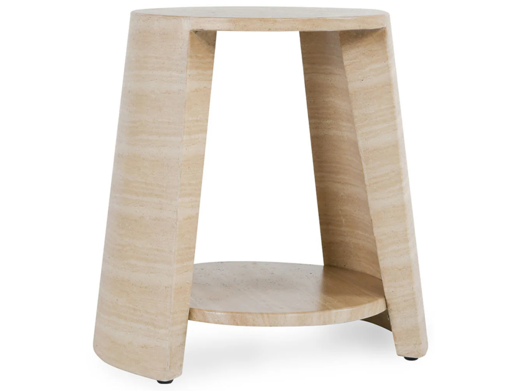 Rosen Outdoor Round End Table - Travertine - main image