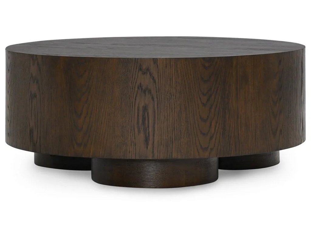 Runa Solid Wood Round Coffee Table - Coffee Brown - main image