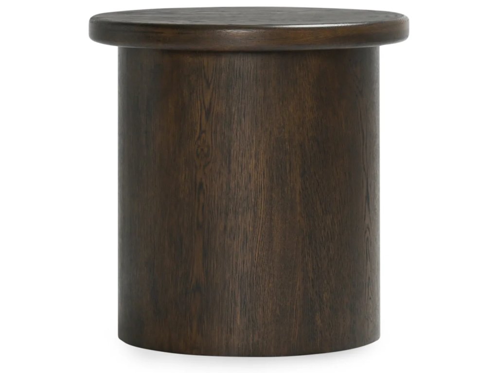 Runa Solid Wood Round End Table - Coffee Brown - main image