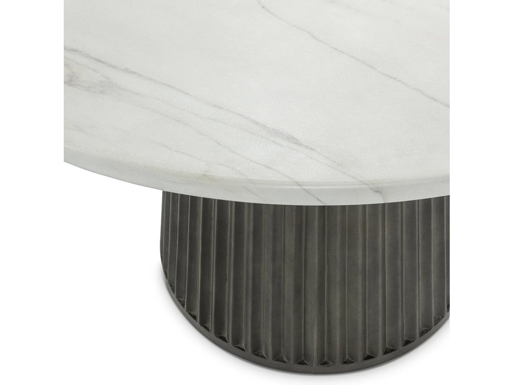 Caspia Outdoor Round Dining Table - Snowdrift White/Black - main image