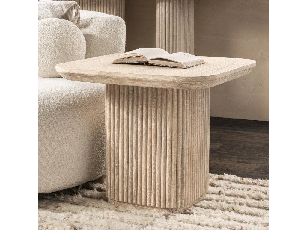Vander Solid Wood Square End Table - Cream Washed - image 4