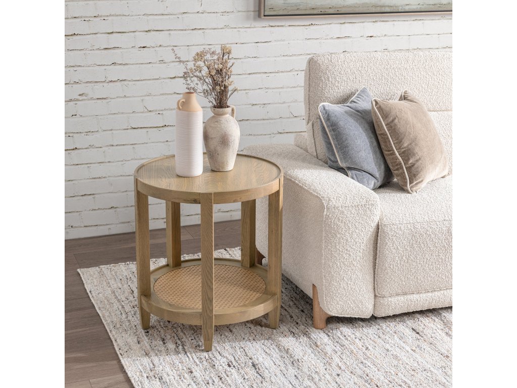 Devin Solid Wood Round End Table - Khaki Mist - image 5