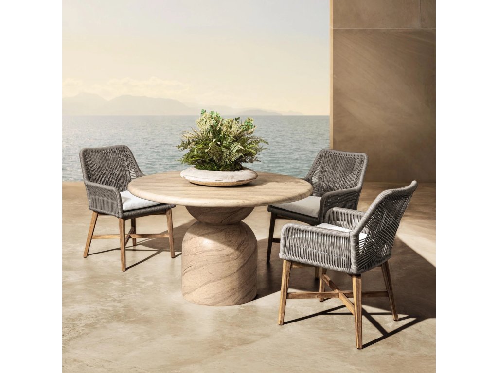 Portola 47" Outdoor Round Dining Table - Beige - image 5