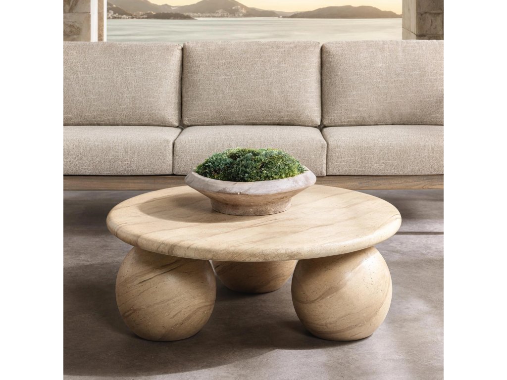 Elaria Outdoor Round Coffee Table - Beige - image 5