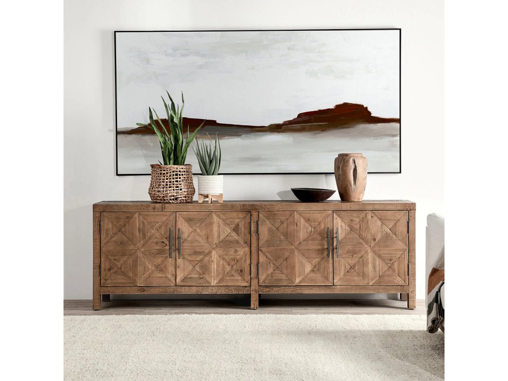Elani Solid Wood 4Dr Cabinet - Brown - image 4