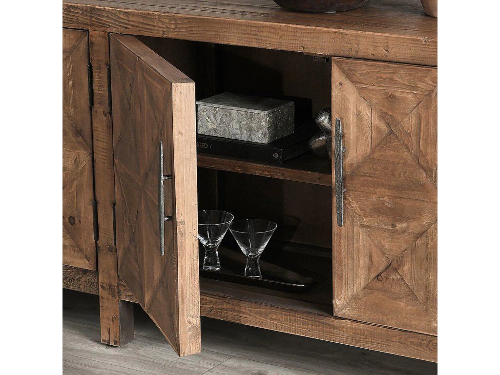 Elani Solid Wood 4Dr Cabinet - Brown - image 5