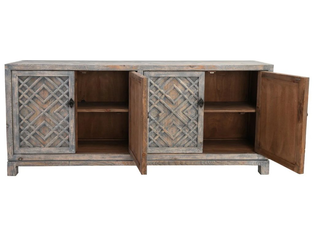 Antigua Solid Wood 4Dr Cabinet - Timeworn Gray - main image