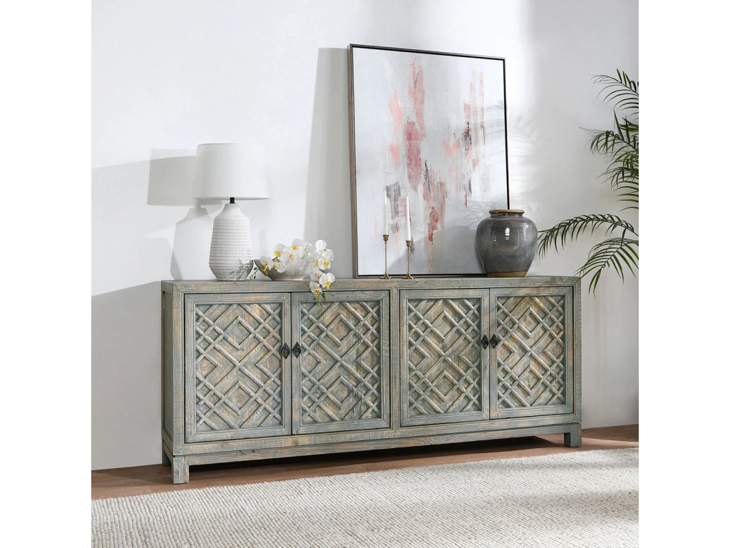 Antigua Solid Wood 4Dr Cabinet - Timeworn Gray - image 3