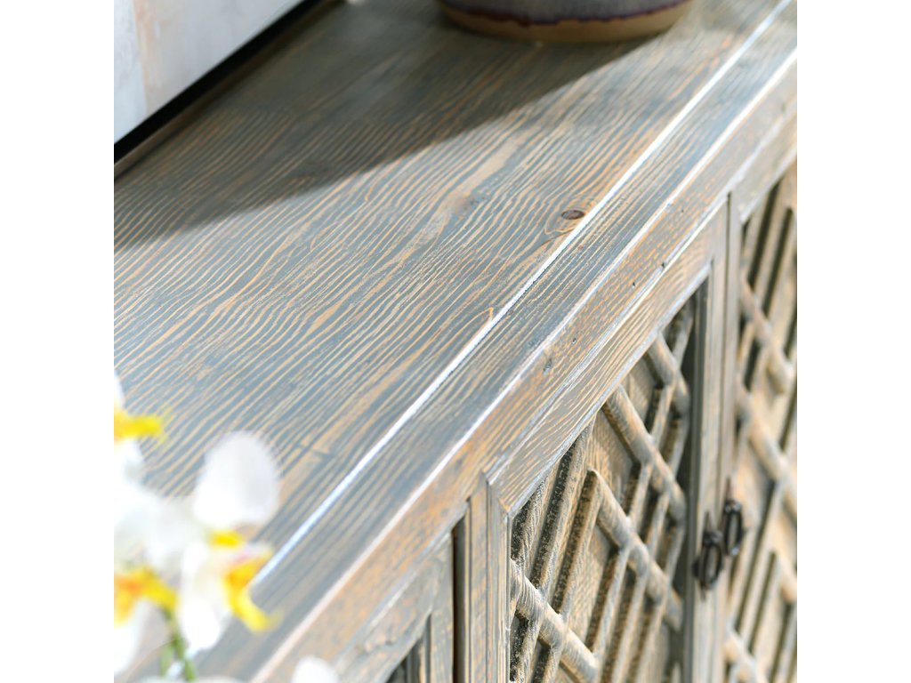 Antigua Solid Wood 4Dr Cabinet - Timeworn Gray - image 4