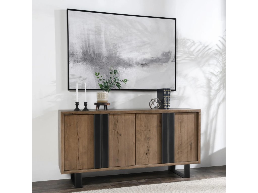 Danica Solid Wood 4Dr Buffet - Cafe Brown - image 3