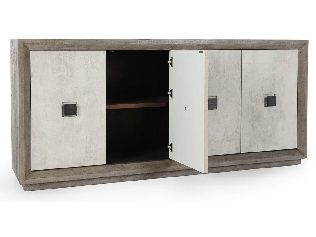 Denver Solid Wood 4Dr Cabinet - Distressed Gray/Antique White - image 1