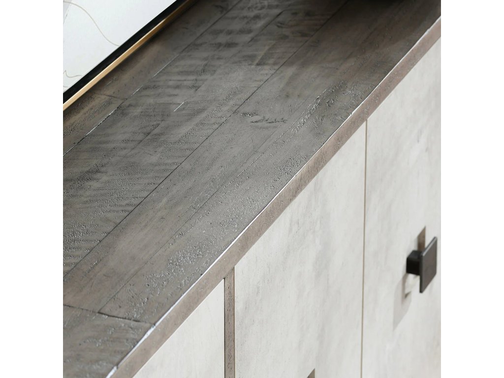 Denver Solid Wood 4Dr Cabinet - Distressed Gray/Antique White - image 5
