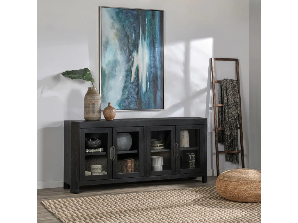 Macarthur Solid Wood 4Dr Cabinet - Aged Black - image 4
