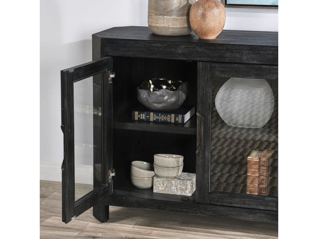Macarthur Solid Wood 4Dr Cabinet - Aged Black - image 6