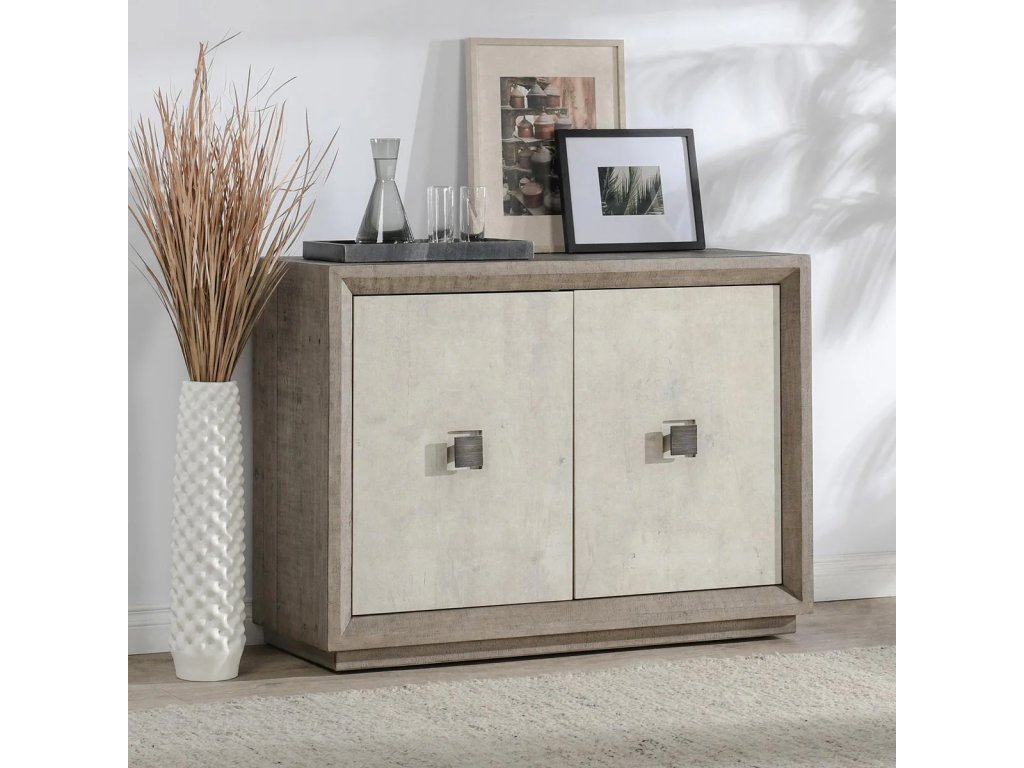 Denver Solid Wood 2Dr Cabinet - Distressed Gray/Antique White - image 6