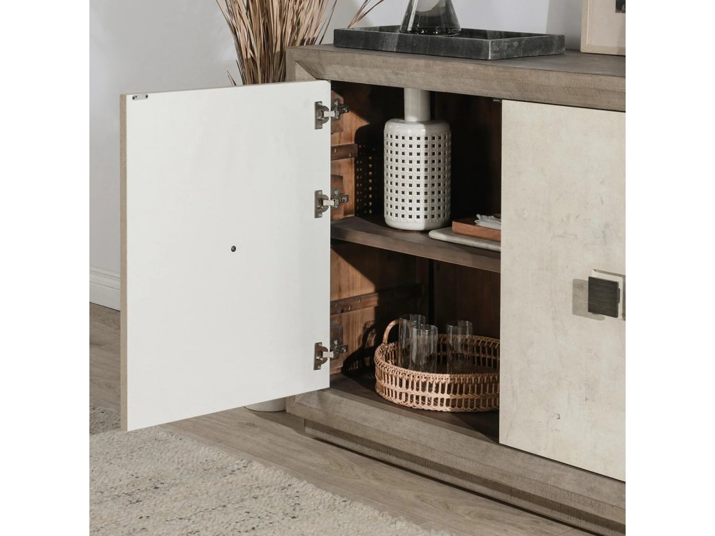 Denver Solid Wood 2Dr Cabinet - Distressed Gray/Antique White - image 7