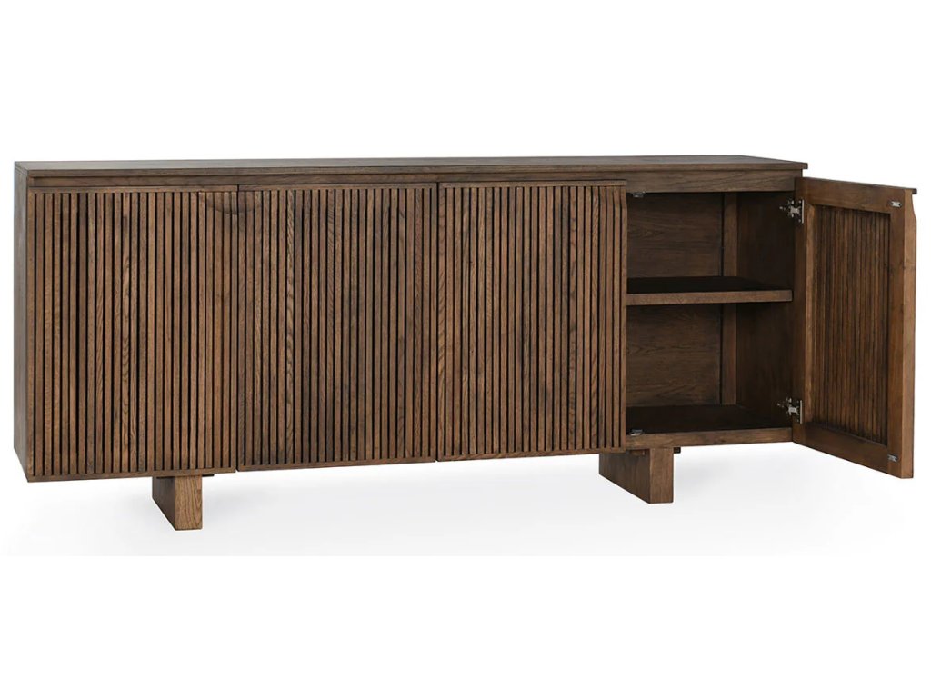 Roya Solid Wood 4Dr Cabinet - Toasted Brown - image 1